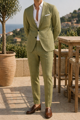 Kingston | Men’s Linen 2 Piece Suit Blazer and Trousers Set — Green, image 3