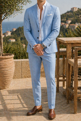 Kingston | Men’s Linen 2 Piece Suit Blazer and Trousers Set — Light Blue, image 4