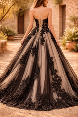 Lilian | Strapless Lace Bodice Tulle Maxi Wedding Dress — image 2