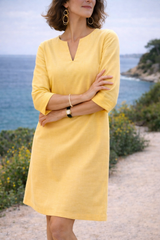Margaret | Women V-Neck Mini Dress — Yellow, image 5