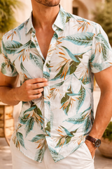 Miles | Men’s Short Sleeve Tropical Print Button-Up Shirt — Tropical, image 1