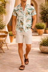 Miles | Men’s Short Sleeve Tropical Print Button-Up Shirt — image 2
