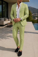 Mitchell | Tailored Two Piece Suit Set with Blazer and Slim Fit Trousers — Green, image 4