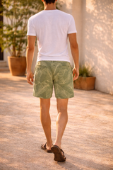 Neil | Men’s Textured Drawstring Shorts with Leaf Pattern — image 2