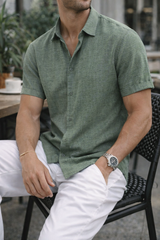 Oliver | Men Short Sleeve Button Shirt — Green, image 2