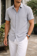 Oliver | Men Short Sleeve Button Shirt — Gray, image 3