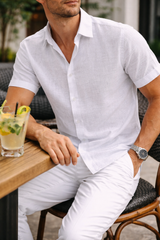 Oliver | Men Short Sleeve Button Shirt — White, image 4