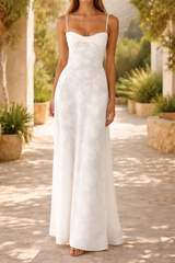 Orla | Strappy Fitted Maxi Wedding Guest Dress — White, image 1