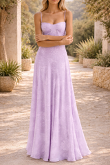 Orla | Strappy Fitted Maxi Wedding Guest Dress — Purple, image 4