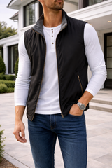 Owen | Men’s Lightweight Zip Up Bodywarmer — Black, image 1