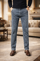 Paul | Tapered Leg Denim Jeans with Minimal Pocket Design — Navy, image 1
