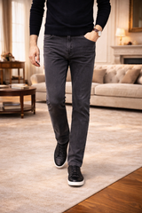 Paul | Tapered Leg Denim Jeans with Minimal Pocket Design — Gray, image 2