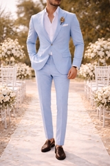 Ray | Tailored Single Breasted 2 Piece Wedding Suit Set — Light Blue, image 1