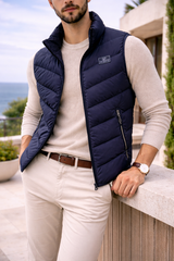 Reuben | Men’s Quilted Padded Gilet with Zip Closure — Navy, image 2