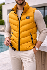 Reuben | Men’s Quilted Padded Gilet with Zip Closure — Yellow, image 3