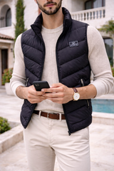 Reuben | Men’s Quilted Padded Gilet with Zip Closure — Black, image 4