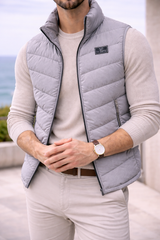 Reuben | Men’s Quilted Padded Gilet with Zip Closure — Gray, image 5