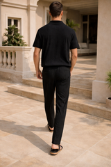 Robin | Men’s Linen Lounge Set Short Sleeve Top and Drawstring Trousers — image 3
