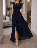 Rose | Women's Lace Bodice A-Line Maxi Dress — Navy Blue, image 2