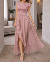Rose | Women's Lace Bodice A-Line Maxi Dress — Pink, image 3