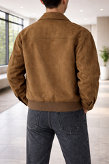 Rowan | Men’s Suede Leather Zip Jacket with Collar — image 3
