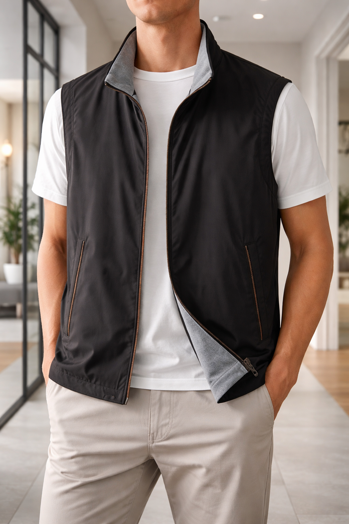 Sam | Men’s Lightweight Zip Front Bodywarmer — Black, image 1