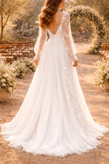 Samantha | Long Sleeve Embroidered Chiffon Maxi Wedding Dress — image 2