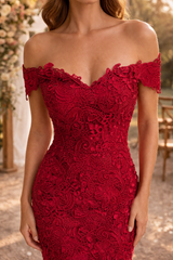 Sienna | Off Shoulder Lace Fitted Maxi Wedding Dress — image 3