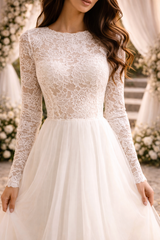 Skye | Lace Bodice Long Sleeve Maxi Wedding Dress — image 3