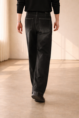 Stuart | Wide Leg Pleated Denim Jeans — image 2