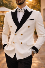 Teddy | Double Breasted Contrast Lapel 2 Piece Wedding Suit Set — image 3