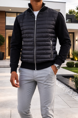 Toby | Men’s Quilted Zip Front Bomber Jacket — Black, image 2