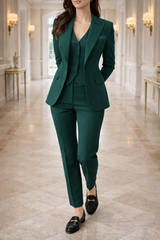 Willow | Women's Tailored Three Piece Trouser Suit Set — Dark Green, image 2